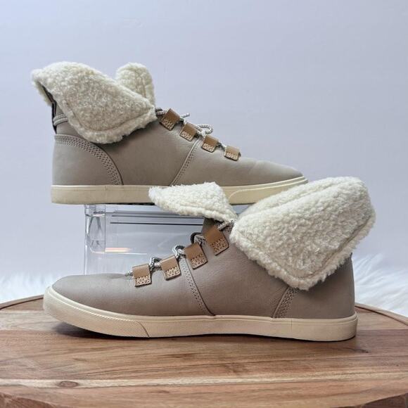 Timberland‎ Shoes Womens Size 7.5 Beige Shearling Lined High Top Winter A1UTJ - Picture 7 of 12